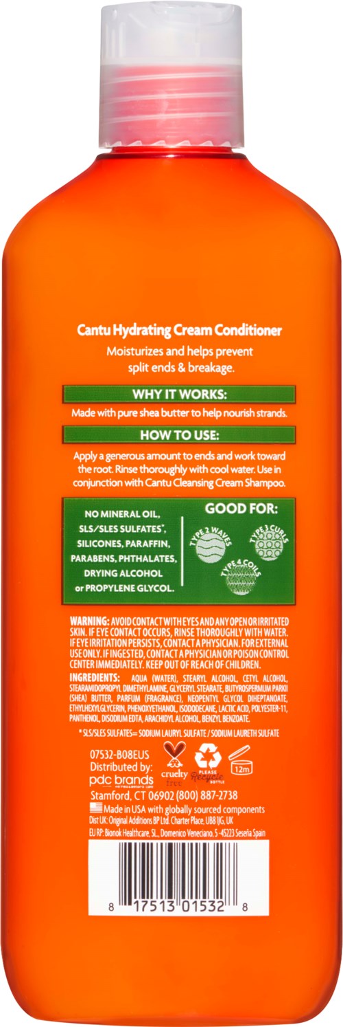 Een oranje fles met een witte dop, label bevat instructies en ingrediënten in wit en groen.