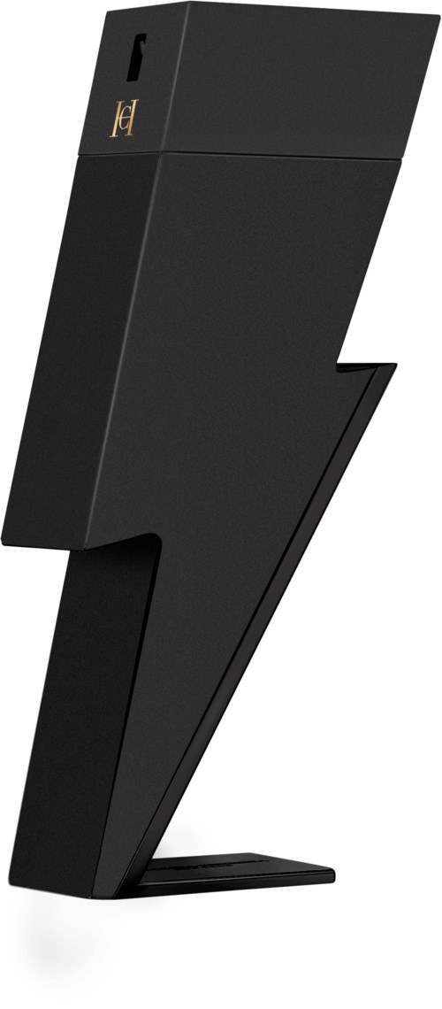 Ein schwarzer Blitz-förmiger Stand mit einem kleinen Logo oben, zum Halten eines Geräts oder Gegenstands.
