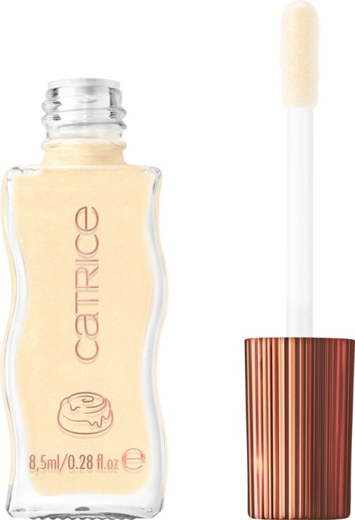 A Catrice nail polish bottle with a creamy beige color and a matching applicator with a rounded, foam tip.