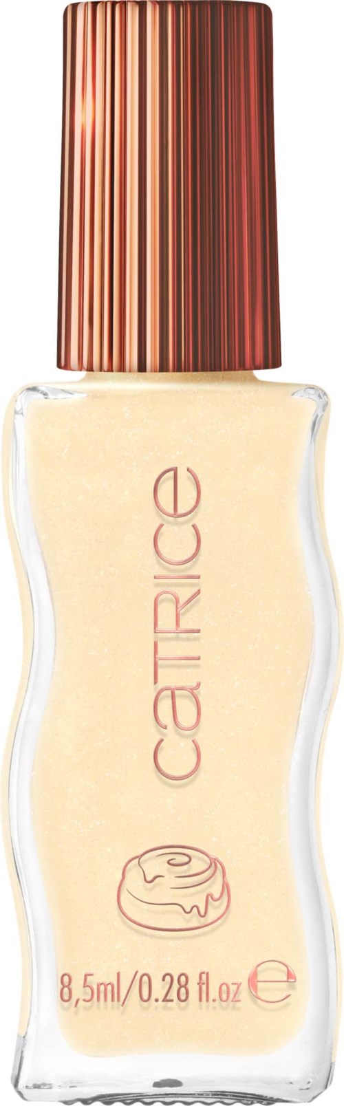 A catrice skincare product in a clear bottle with a wavy shape and a metallic striped cap. The label shows the brand name and volume.