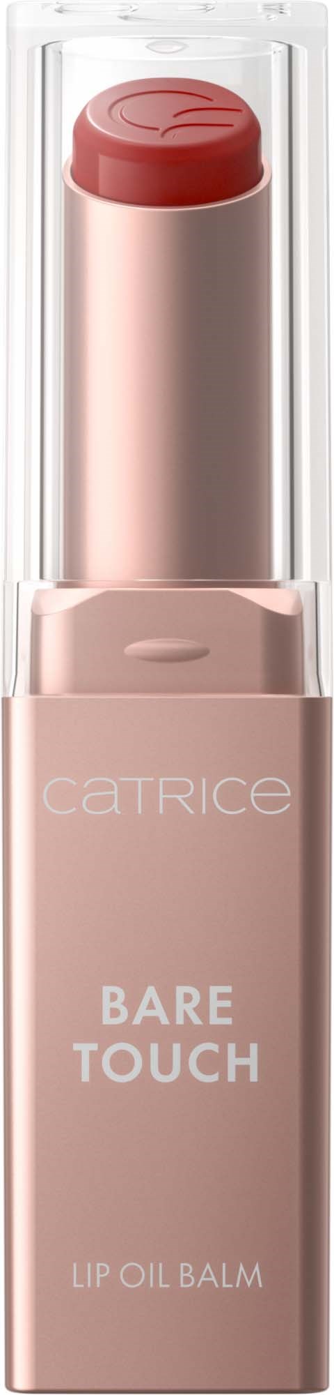 Et rosa leppeolje- og balmstift med merket Bare Touch fra Catrice, i et gjennomsiktig plastdeksel.
