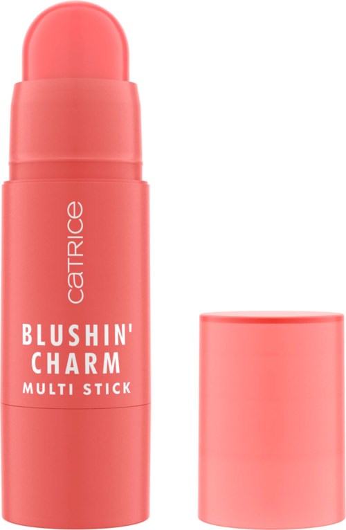 A pink stick with a cap labeled 'Blushin' Charm' by Catrice. It is a multi-stick makeup product.
