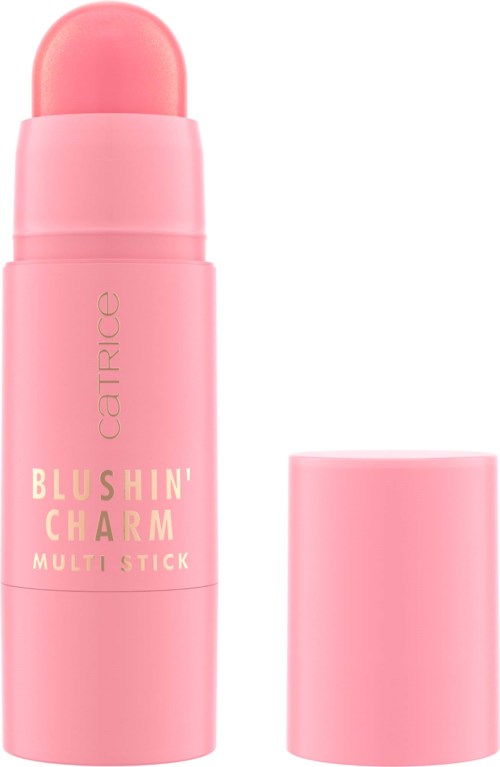 A pink cylindrical multi-stick with a rounded top, labeled 'Catrice Blushin' Charm'.