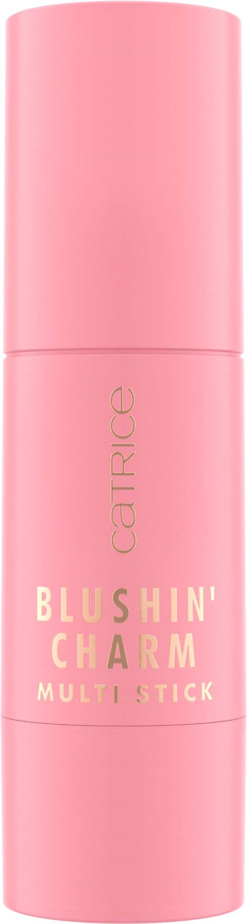 A pink cylindrical stick packaging with the words "BLUSHIN' CHARM MULTI STICK" on it.