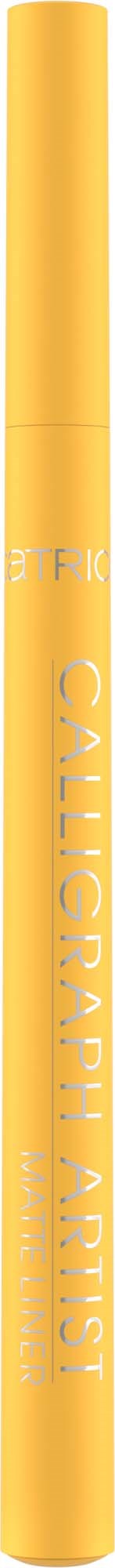 A yellow lipstick tube standing upright, labeled 'Calligraphy Artist' with a smooth surface.