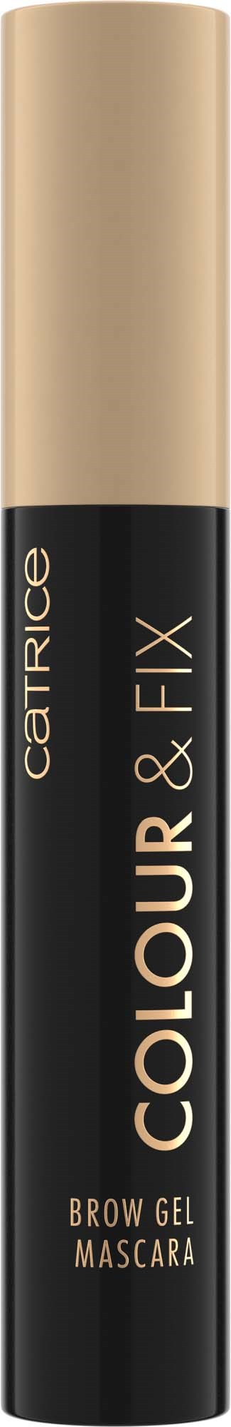 A black and beige tube labeled 'Brow Gel Mascara' by Catrice, used for eyebrows.
