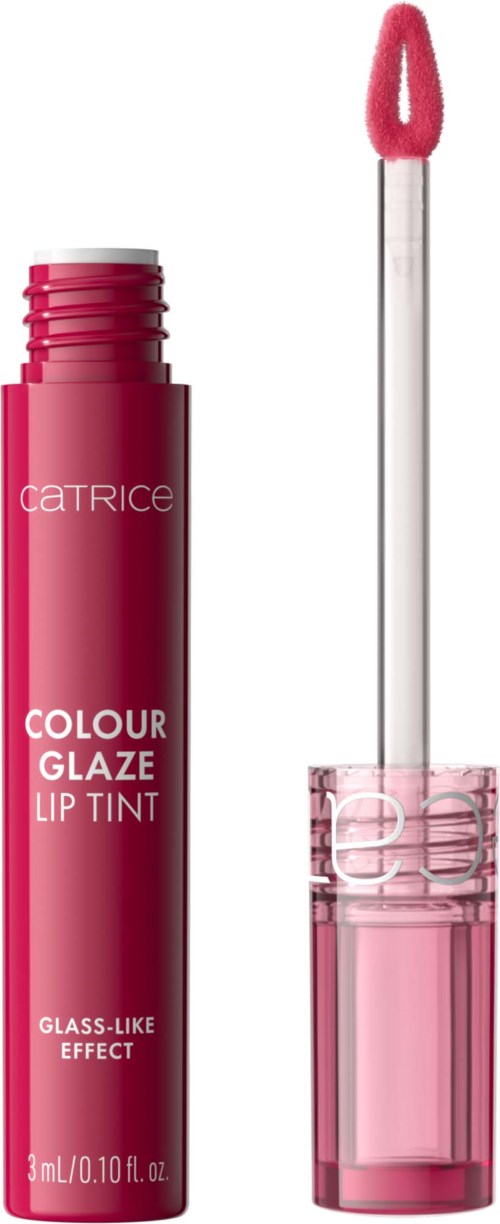 A pink lip tint with a wand applicator and a clear cap displayed.