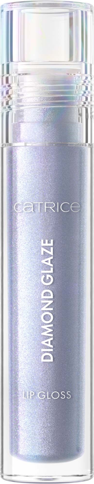 En metallisk sølvfarget leppglansrør med gjennomsiktig hette, merket Catrice Diamond Glaze.
