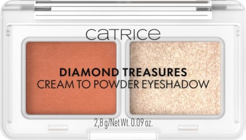 Catrice Diamond Treasures -silmäpäiväpaletti, jossa oranssi ja glitterkultaiset sävyt.