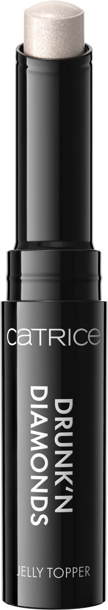 A black stick with a light-colored tip, labeled 'Catrice Drunk'n Diamonds Jelly Topper'.