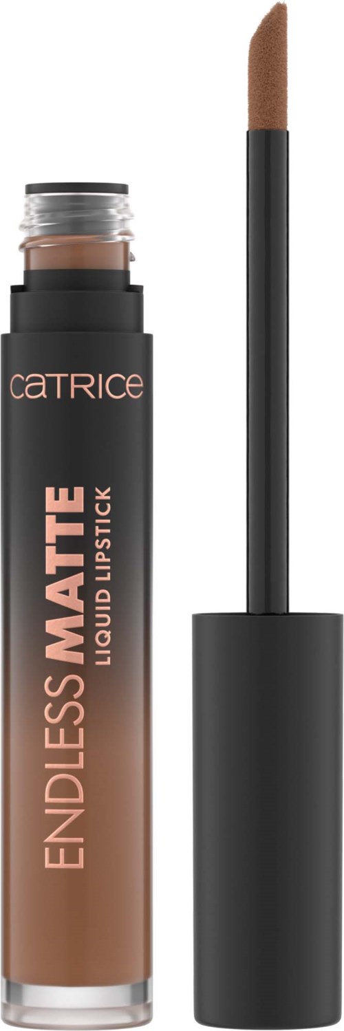 Nestemäinen huulipuna, jossa aplikaattoriharja, nimeltä 'Catrice Endless Matte'.