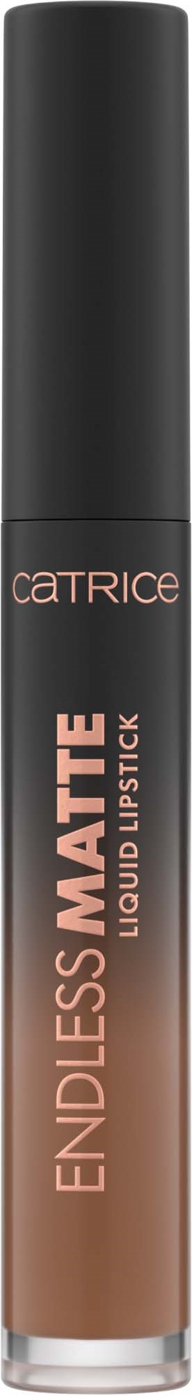 Mustavalkoinen putki, jonka kyljessä lukee CATRICE Endless Matte Liquid Lipstick sävynä nude.