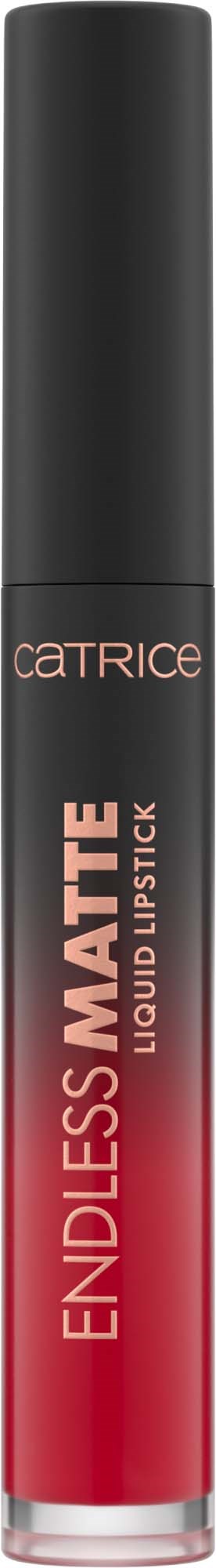 Musta ja punainen putkilö, jossa lukee CATRICE ENDLESS MATTE LIQUID LIPSTICK.