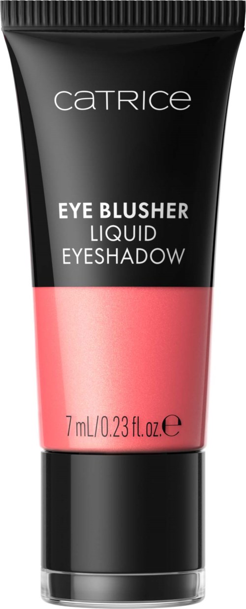 Black and pink tube of Catrice liquid eye shadow with a black cap.