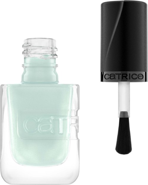 A light green nail polish bottle with the cap and brush next to it. The bottle has "Ciat" embossed on it.