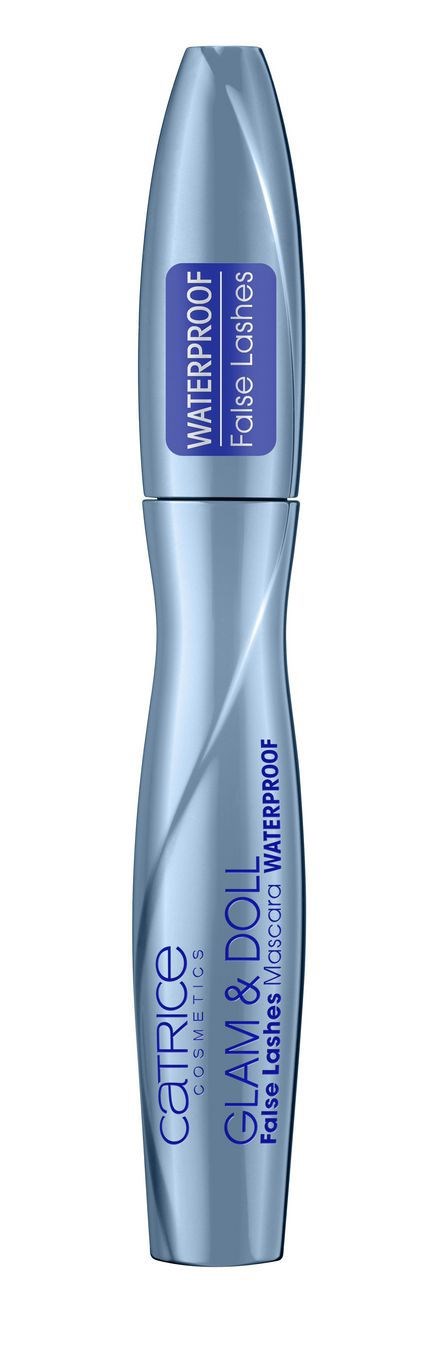 En blå vattentät mascara-rör med varumärke och produktnamn skrivet på.