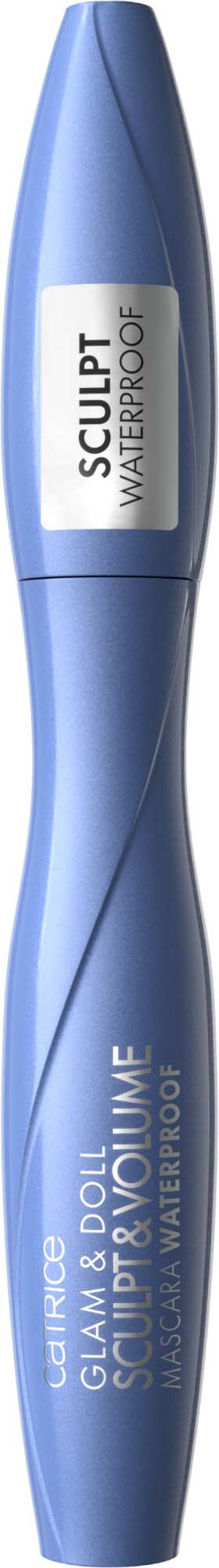 Ein blauer Wimpernzange mit den Worten "Beautiful, Sculpt, Waterproof".