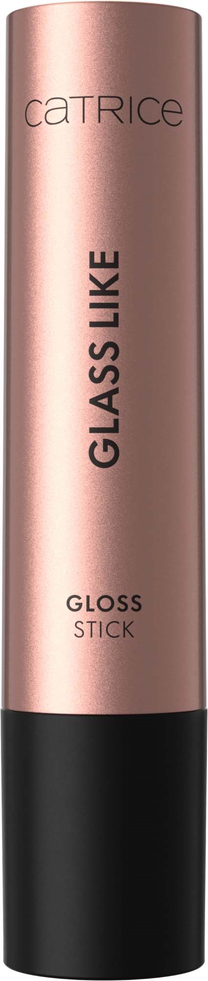 A rose gold lipstick tube titled 'Glass Like' with a black bottom, made by Catrice.