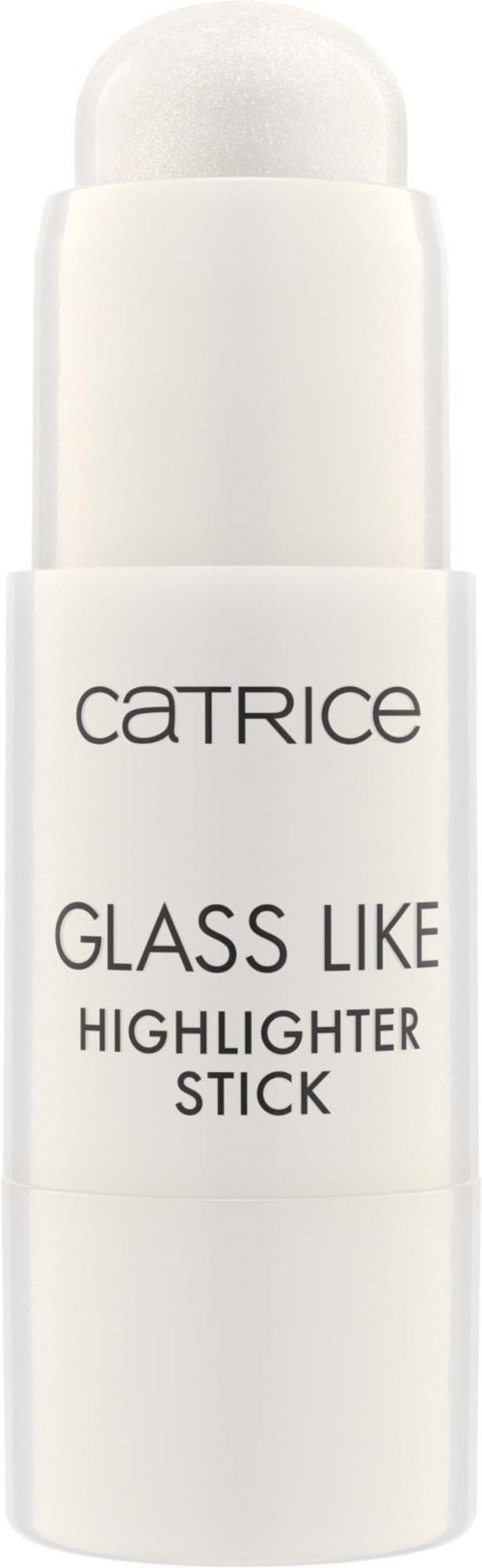 En vit highlighter-stav med etiketten 'Catrice Glass Like' och rundad lock.