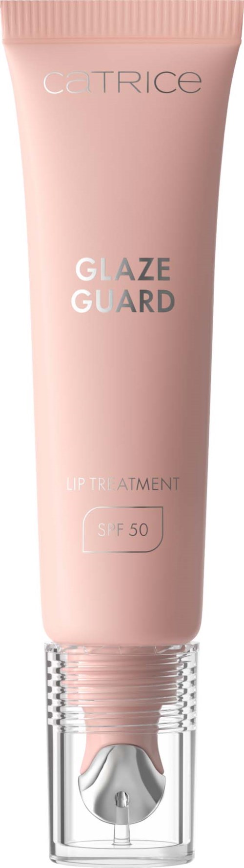 Pink tube av Catrice Glaze Guard solkrem med SPF 50 og klar hette.