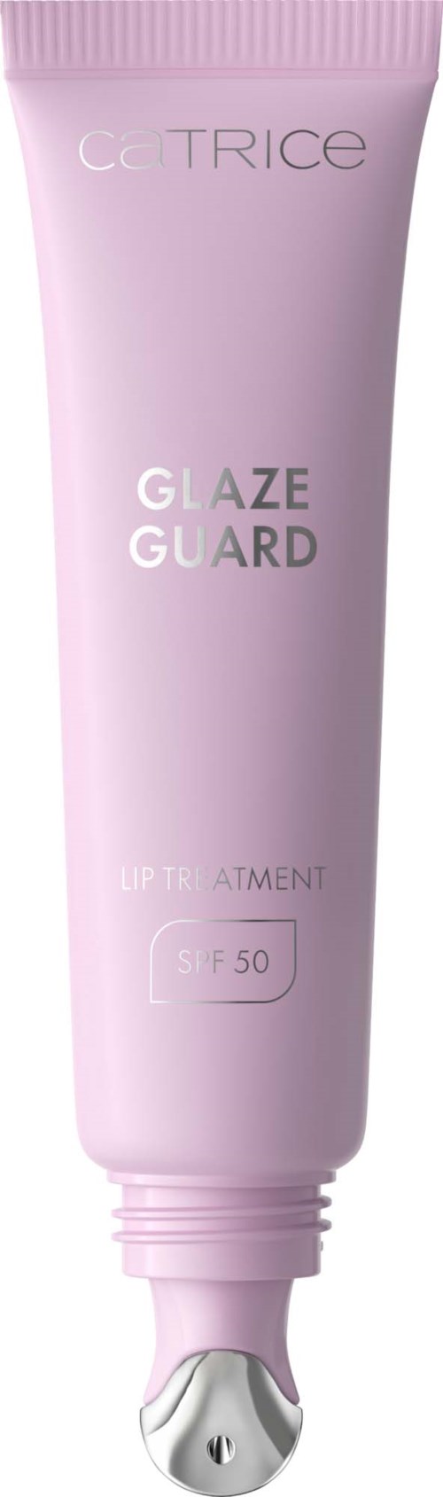 Lyserosa flaske av CC Trice Glaze Guard Up Treatment med SPF 50, med sølvlokk.