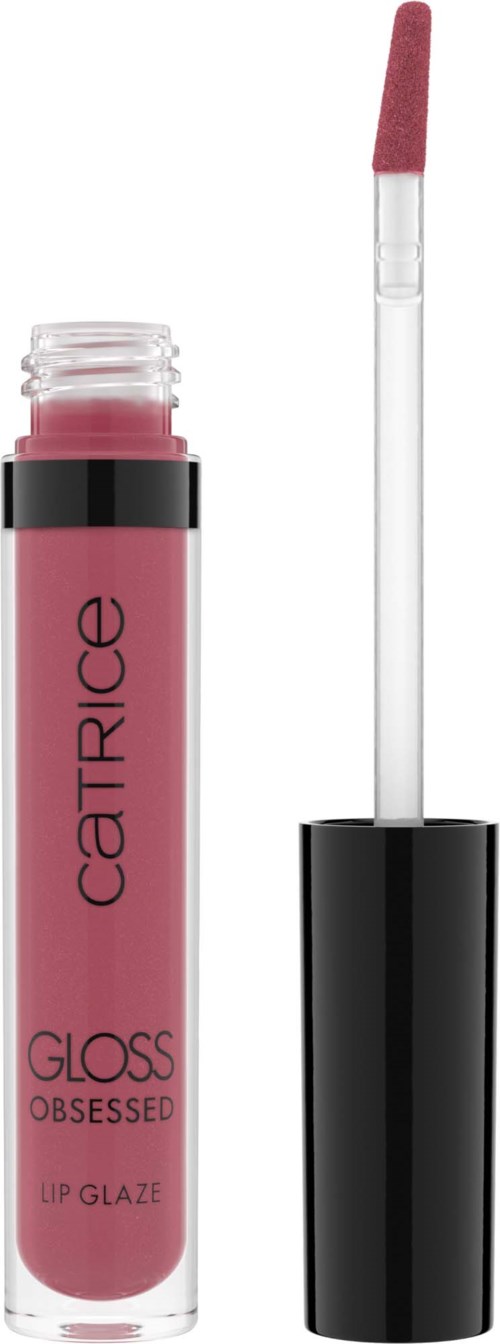 Ein rosiger Lipgloss-Tiegel mit schwarzem Deckel und Applikator.