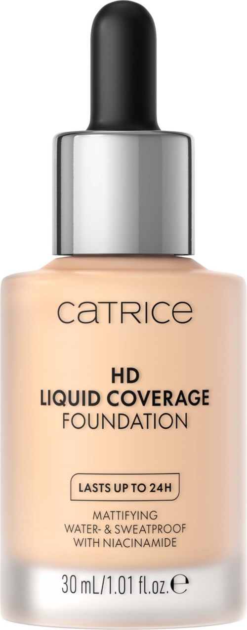 Catrice HD Liquid Coverage -meikkivoidepullon, joka tarjoaa mattaavan ja pitkäkestoisen peiton.