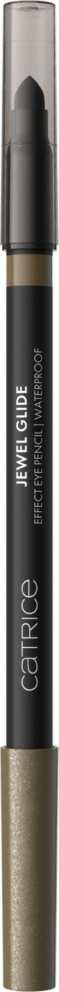 A pencil with a black body, gold tip, and a clear cap. It is labeled 'Cartice EyeLid Glide'.