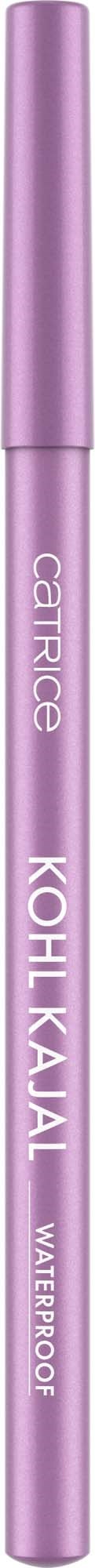 A purple eyeliner pencil with white text: "Kohl Kajal Waterproof" and brand name "Catrice" on the cap.