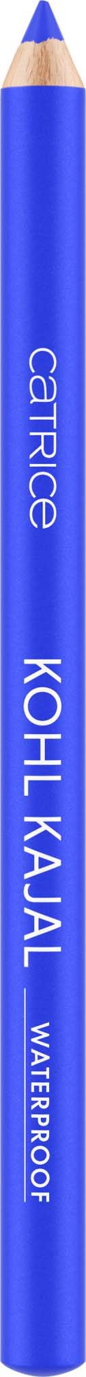 A blue pencil with the names 'Catrice', 'Kohl Kajal', and 'Waterproof' written on it.