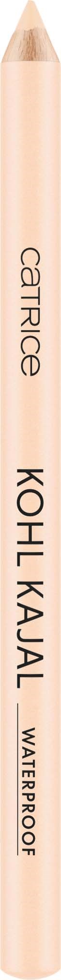 A beige pencil with black text: 'catrice', 'KOHL KAJAJ', 'VAIERPOOL', on it.