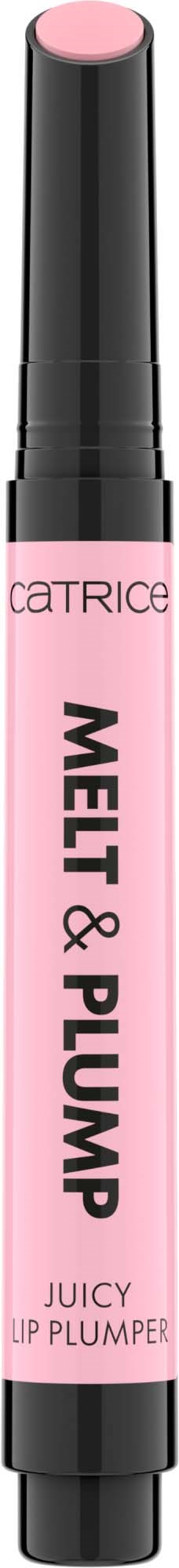 Ein rosa Lipglossstift von Catrice, beschriftet 'Melt & Pump Juicy Lip Plumper.'