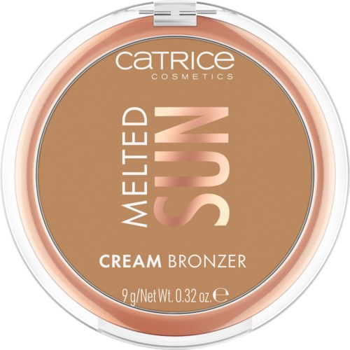 Compact met warme bruine tint met label 'Metaled SUN' en 'Cream Bronzer' voor een zongekuste huid.