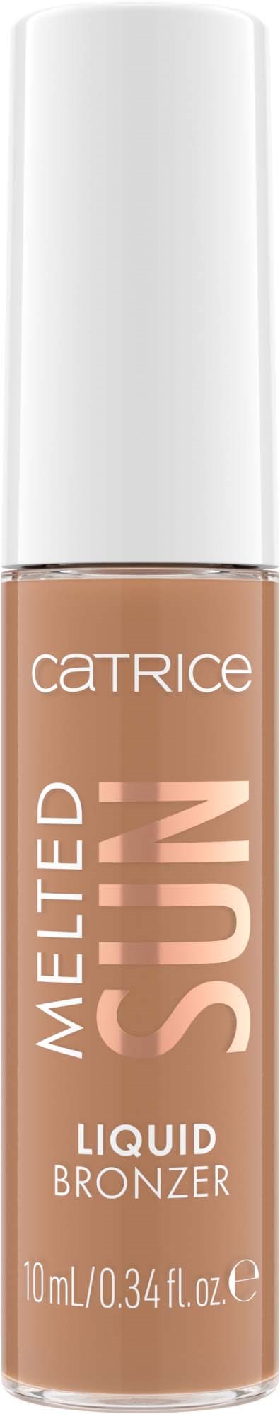 A tube of liquid bronzer with a white cap and beige body labeled 'Catrice Melted Sun.'