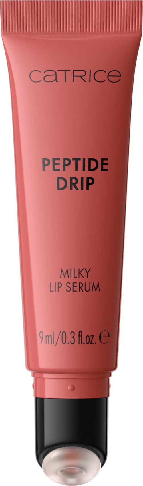 Catrice Peptide Drip Milky Lip Serum i ett rosa tube med svart lock, innehåller 9 ml.