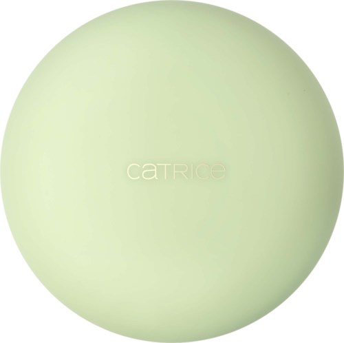 Een lichtgroene ronde container met het woord "catrice" in het midden.