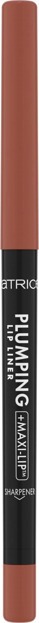 Een tweezijdige make-up potlood in nude en blush tinten met een zwart lichaam en witte tekst.