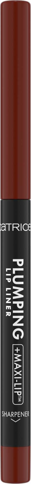 A brown lip liner pencil with black and white text, standing vertically, labeled "Pumping Lip Liner" and "Maxi Lush."