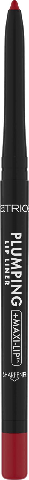 A black and red lip liner pencil with text indicating it is for lips and sharpening. It is labeled 'Pumping Lip Liners.'