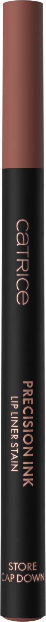 Musta huultenrajauskynä, jossa ruskea kansi, merkitty Precision Lip Liner kauniissa muotoilussa.