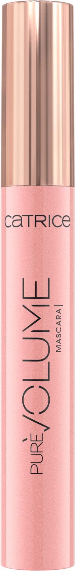 Een roze tube Catrice Pure J'Oluxe mascara met een gouden afsluiting.