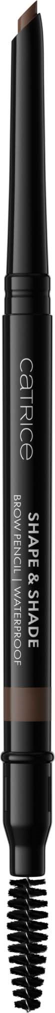 A makeup eyebrow pencil with a spiral brush on one end and a pencil tip on the other.