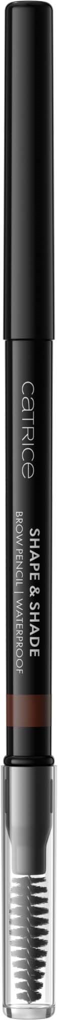 A black and gray eyebrow pencil with a brush on one end and a cap on the other.
