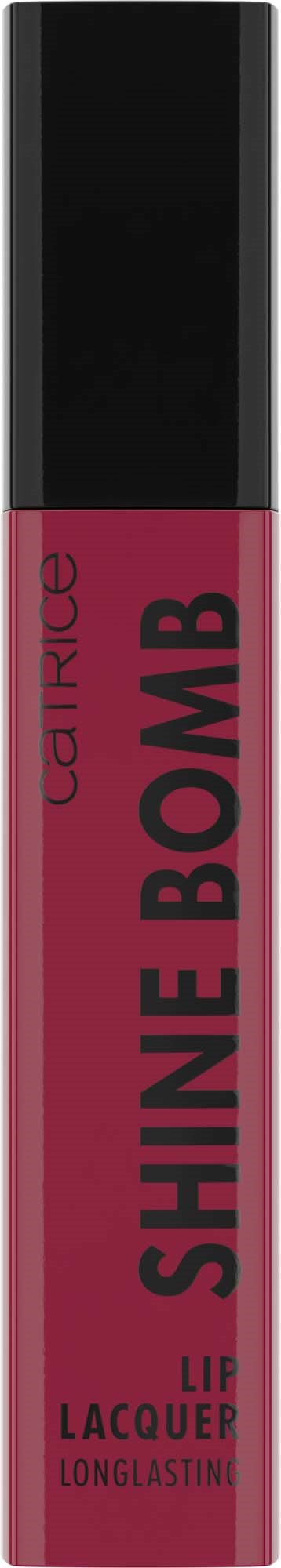 En läppstiftstift i rött och svart med orden 'SHINE BOMB' på. Det är från Caricrie.
