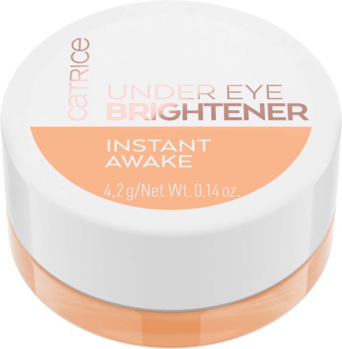 Hülsen mit 'Under Eye Brightener' beschriftet, in Orange und Weiß, zur Aufhellung der Augengegend.