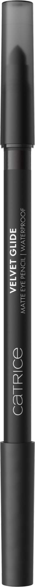 En svart væskelinjetuspenne med børstepÅp, merket Catrice Velvet Guide for øye makeup.