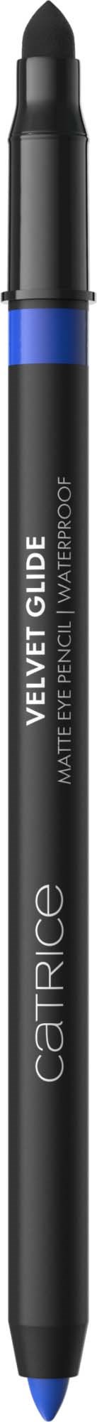 Catrice Velvet Glide matt øyenblyant med blå og svart emballasje.