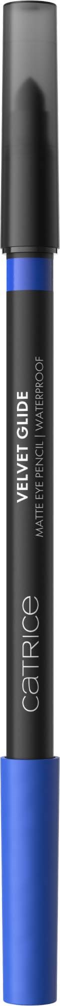 Makeup-penne med svart lokk og blå nederdel, merket Catrice Velvet Guide Lip Liner.