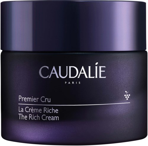 Tummansinine purkki Caudalie Premier Cru La Créme Riche, rikas kasvovoide Ranskasta.