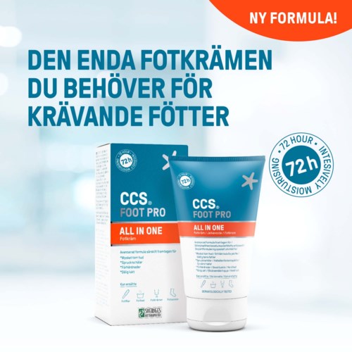 Fotkräm i paket och tub, som lovar 72 timmars återfukting och läkning för krävande fötter.